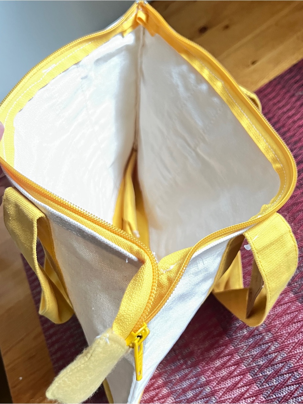 Yellow and White Canvas Tote with Zip - Everyday Carry